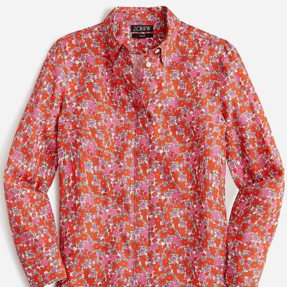 J.Crew Classic-fit drapey cupro shirt in pink floral - Picture 4 of 4